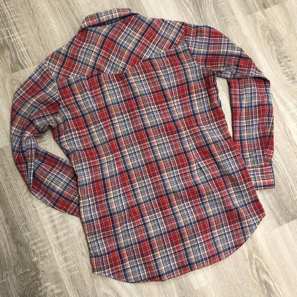Vintage Western Snap Button Plaid Shirt Mens L/M Double Decker Canada - Picture 4 of 4